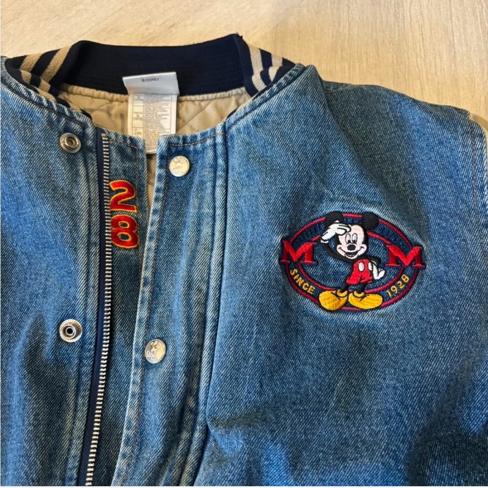 Disney Blue Denim Jacket with Mickey Mouse Embroidery
